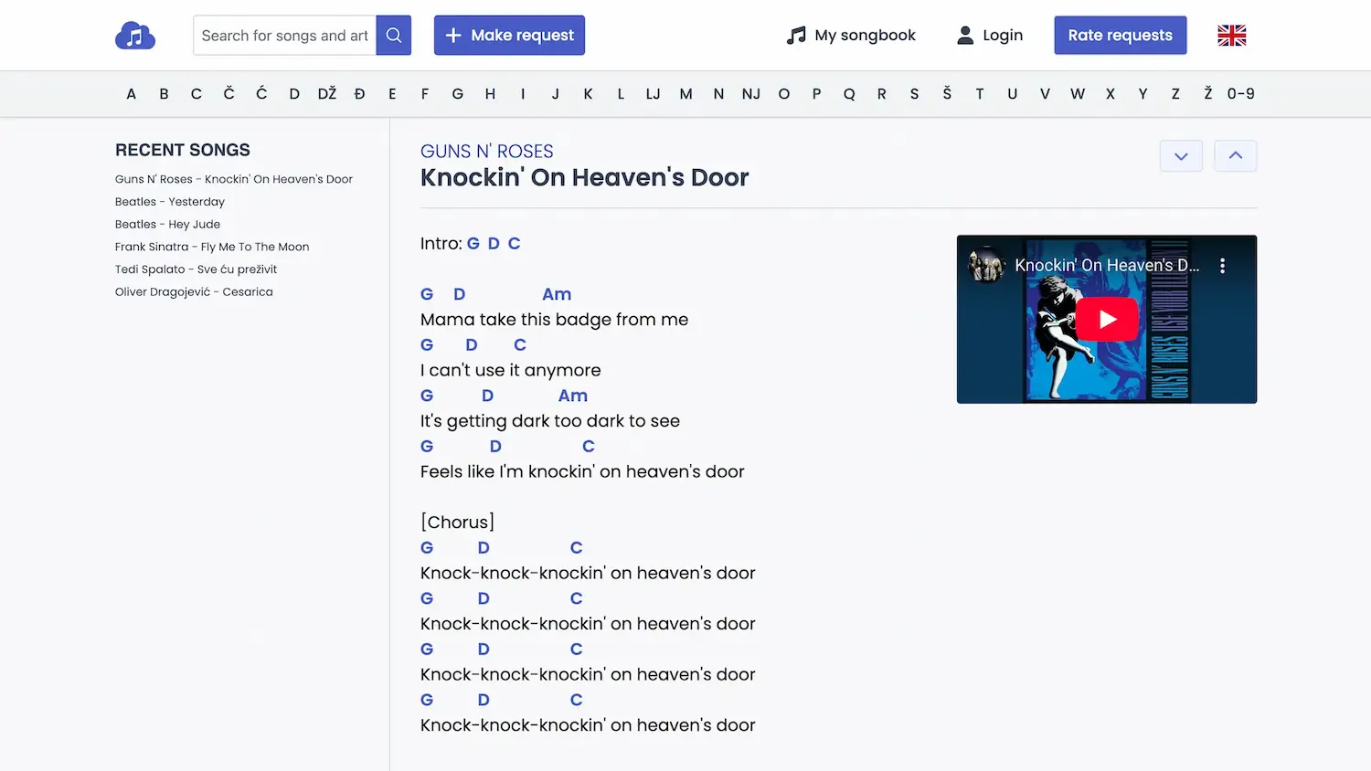 Song Page with Chords